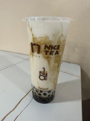 Dirty bubble milk tea 50% sweetness (milk with brown sugar and tapioca)