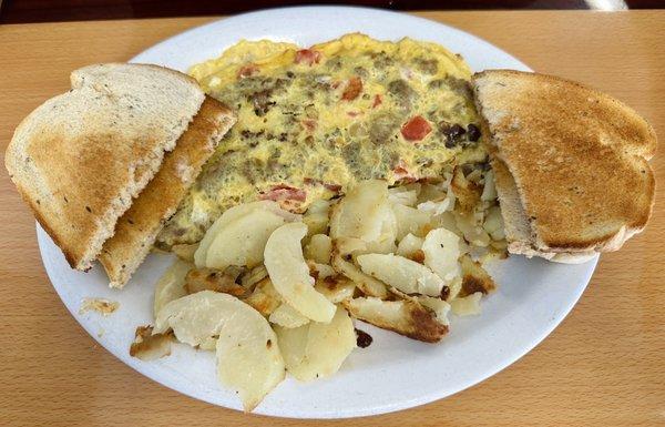 Gyro Omelette with Home Fries and Rye Toast