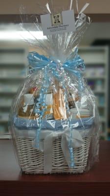 We make gift baskets, like Burt's Bees Baby Shower baskets.