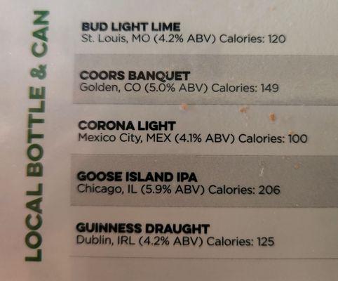 Local? if restaurant was in MO, CO, Mex, Ireland or IL, 350-mi to nearest is a stretch to be local to Medina! But an overall good selection.