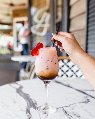 Strawberry + Sage Iced Latte | George Bistro + Bar | Pensacola, FL