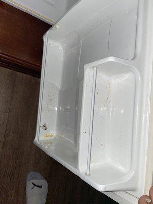 Mini fridge in room wasn't clean