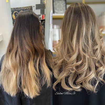 Blonde balayage done by Salon MilaJo in Staten Island