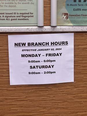 NEW HOURS!!