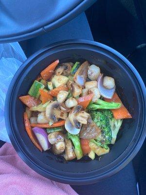 13.99 veggies and scallop bowl