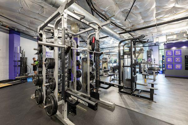 Racks!: We have (2) Hammer Strength racks and (1) Rogue Rack and (1) Smith Machine.