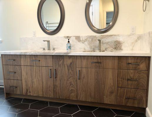 Custom walnut vanity