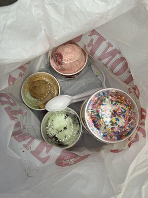 The ice cream we ordered with spoon we assumed was going to be thrown away.