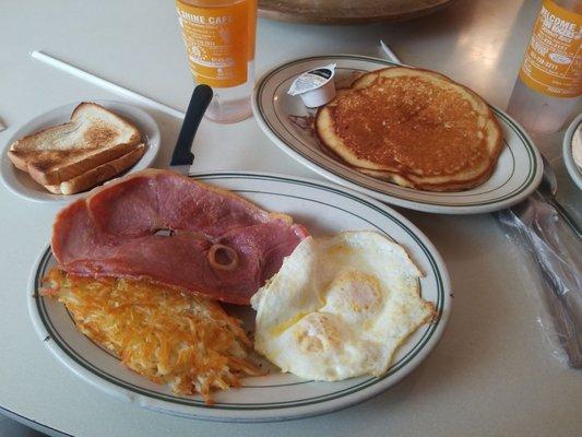 Home style ham and eggs and one pancake!!