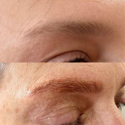 Before and after microblading. A nice natural look