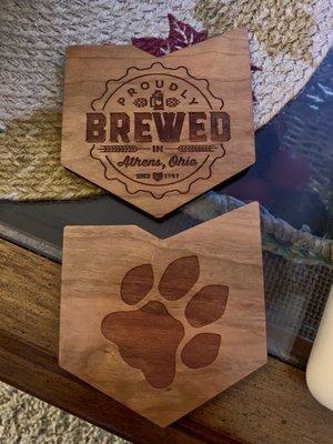 Fun wooden coasters that have helped up well to a lot of drinks!