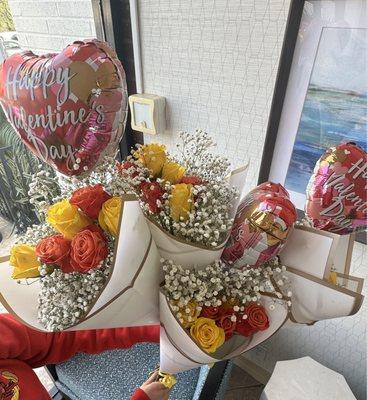 Resident Flower Bouquets made by the team in celebration of Valentine's Day