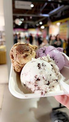 Ube. Chocolate ganache. Banana. 3 scoop flight.