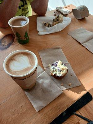 What a wonderful way to start the day!  Great mocha latte and blueberry muffin!