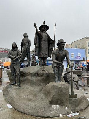 Men who first settled in Ketchikan. Chief Johnson at the top welcoming all!