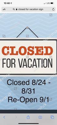 Closed for Vacation