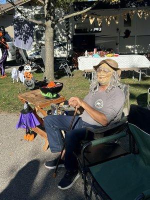 My "old man" handing out treats for those brave enough to approach him