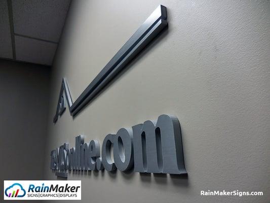 1/2" thick brushed aluminum lobby sign. The MLS Online, Bellevue, WA