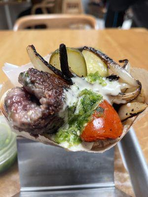 Raw cold Lamb Kebab Pita