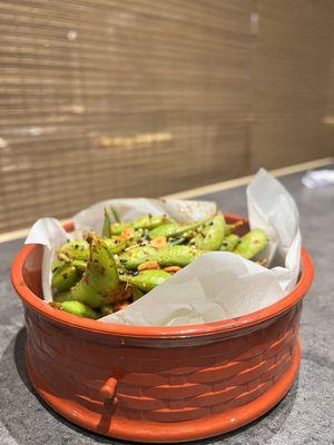 Spicy Garlic Edamame