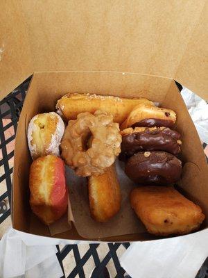 Almost a dozen donuts (kids grabbed them faster than I could take a picture)