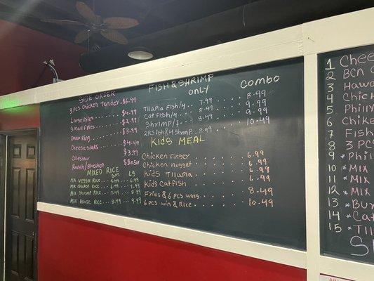 Menu board (Left Half) inside restaurant as of May 30th, 2022.