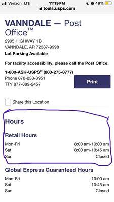 Vanndale post office information