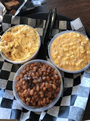 Creamed Corn Bake Beans Cheesy Potatoes