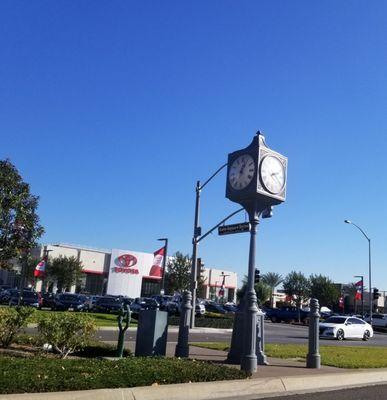 Clock by the Cerritos Auto center. Art in public places