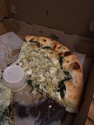 Spinach, artichoke and ricotta pizza