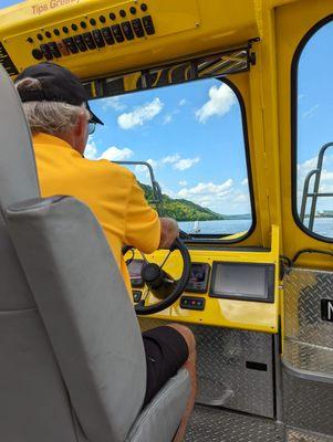 Captain Paul navigating the Rockin' Thunder.