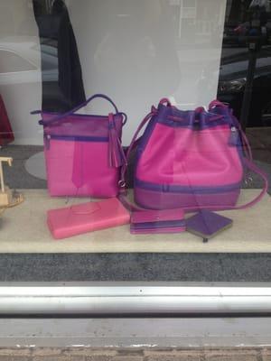 Window display. Gorgeous bags, wallets, accessories.