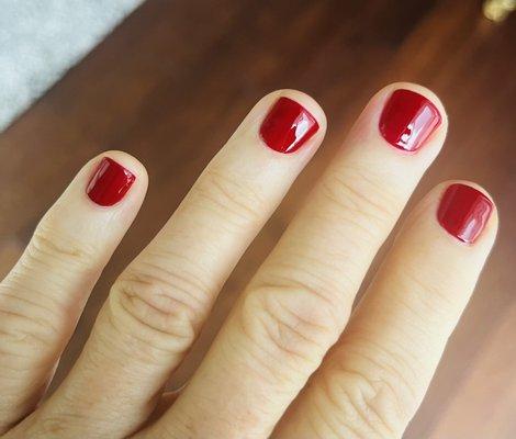 Classic mani with DND Boston University Red