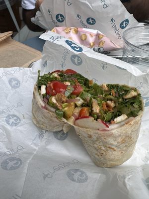 The garden with grilled chicken in a wrap!