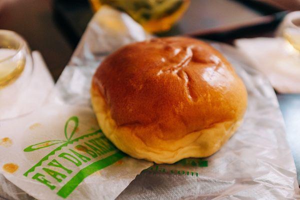 barbecue pork bun offered with Ahoy New York food tour in Chinatown