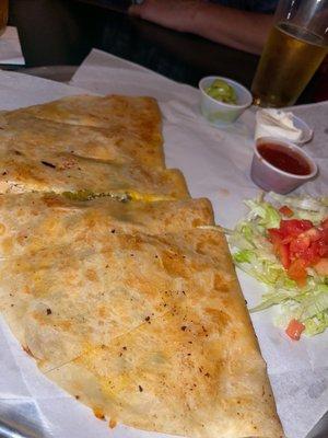 Spicy chicken quesadilla