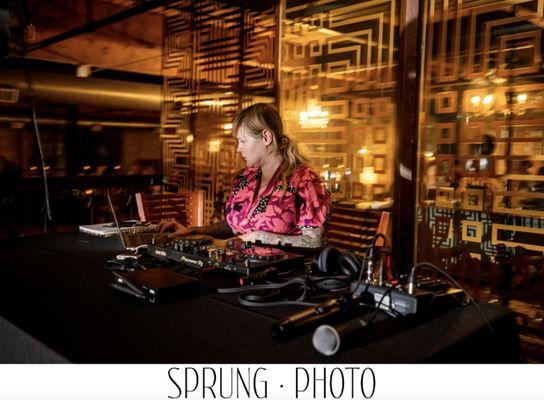 DJ Sherri on the turntables at Salvage One in Chicago