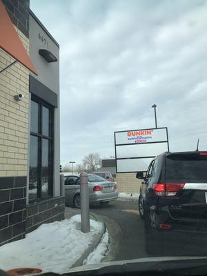 Drive thru around the back and to the side.