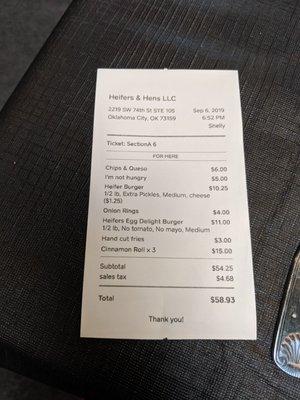 The bill for everything