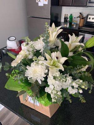 All white fragrant arrangement