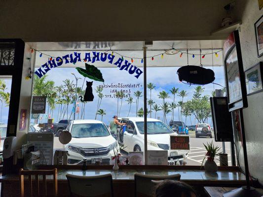 Storefront from the inside. The daily bento lunch boxes sold out before noon.