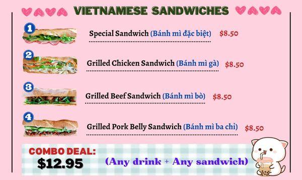 Vietnamese Sandwich menu update (in store prices)