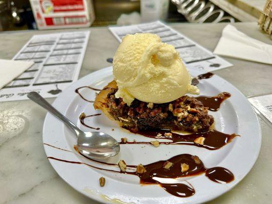 Whole Chocolate Pecan Pie w/ Vanilla Ice Cream