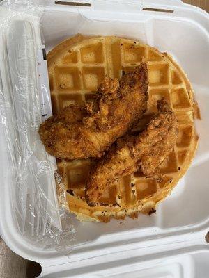 Connies Buttermilk Waffle with Chicken Breast Tenders.