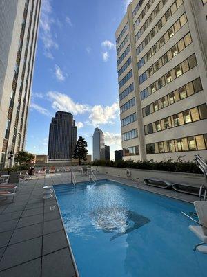 Pool area has a cool view! (Pool very small)