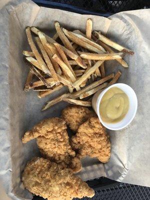 Kids chicken tenders with Parmesan garlic seasoning.