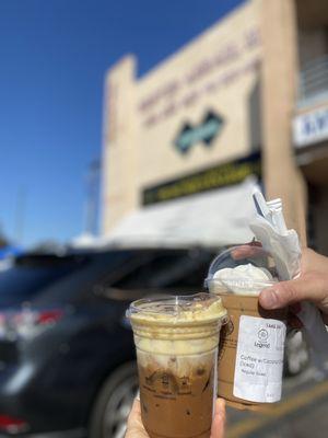 Egg coffee and Iced coffee with coconut cream