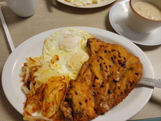 Chicken fried steak,  gravy on the side