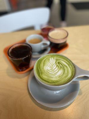 Matcha & coffee flight