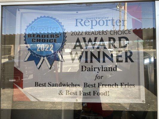 Dairyland Old Fashion Hamburgers.  2022 Reader's Choice Award.